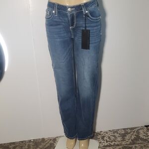 NWT Miss Me| Fleur by Miss Me Wide Leg Jeans Size 26/2 L32 Embroidered